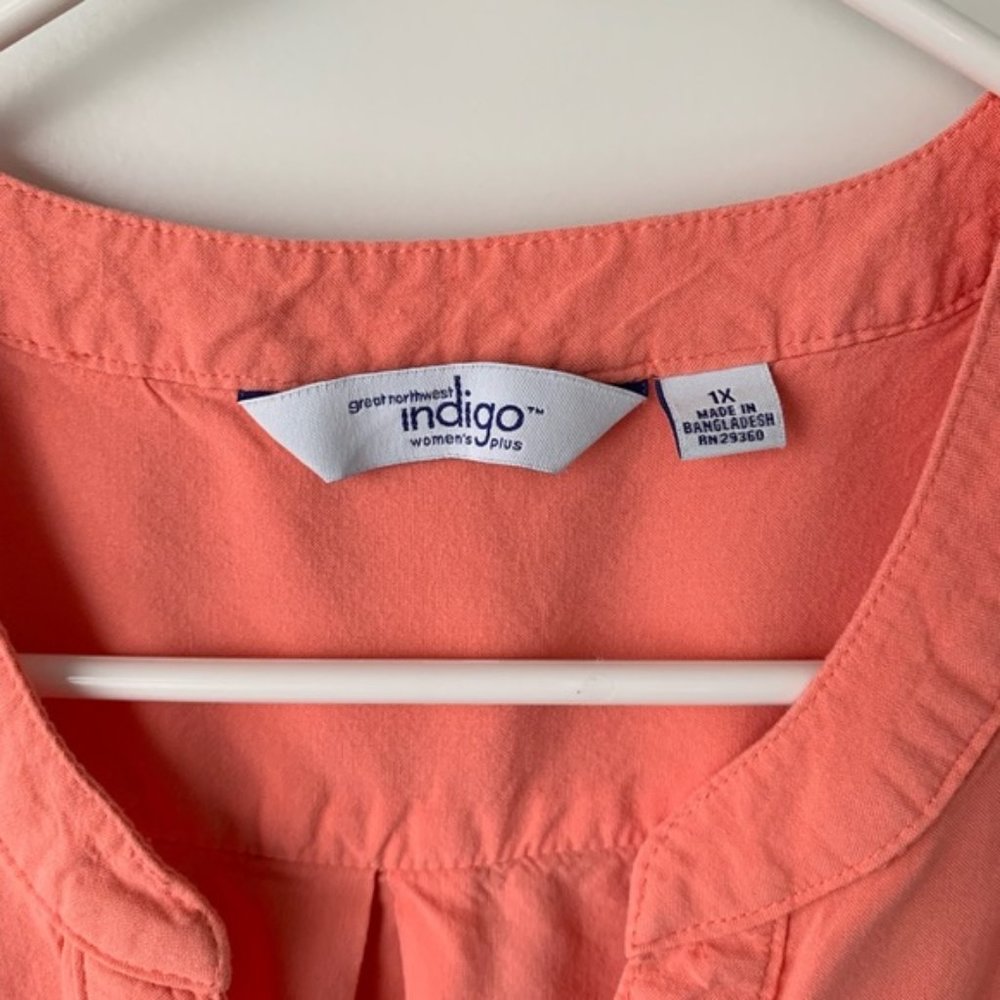 Great Northwest Indigo Orange Button Front Tank